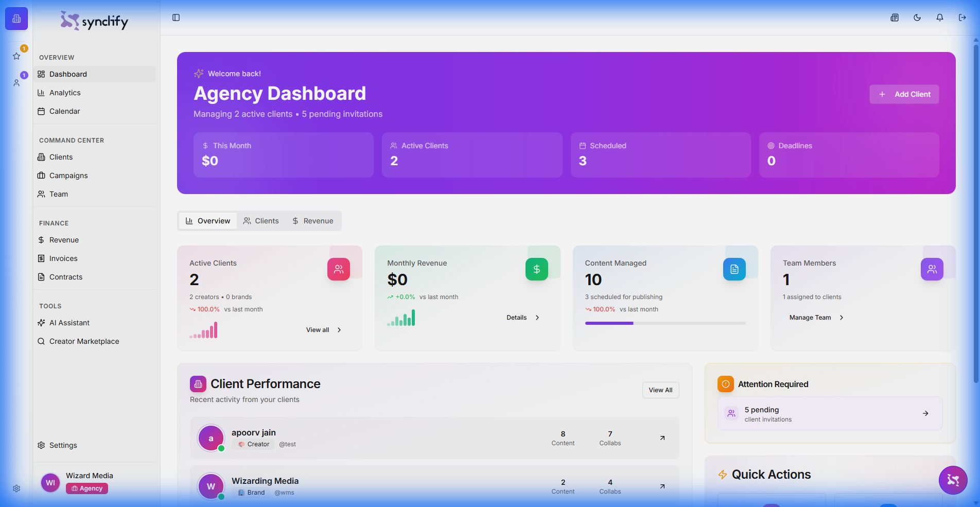 Agency Dashboard