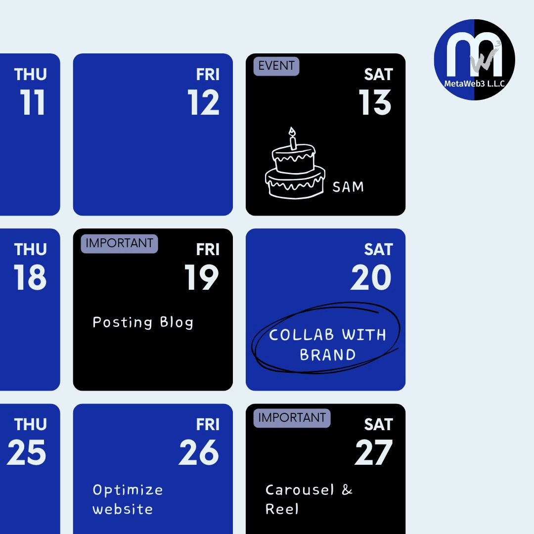 Content calendar visual example